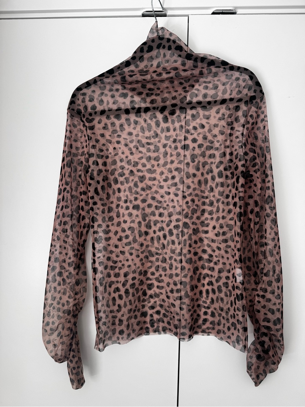 OAK + FORT Sheer Leopard-Print Long-Sleeve Blouse